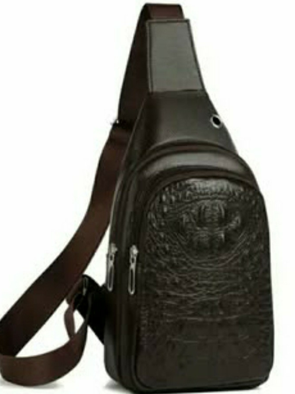 Crocodile pattern sling bag unisex versatile travel backpack.